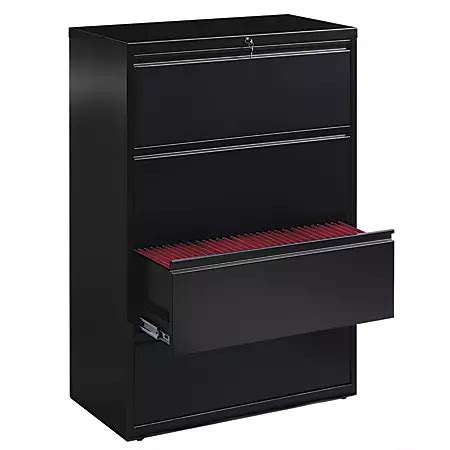 workpro 30 w 4-drawer steel lateral file cabinet black|metal 4 drawer filing cabinet.